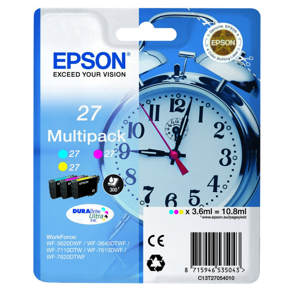 Epson Alarm clock 27 DURABrite Ultra cartuccia d'inchiostro 1 pz Originale Ciano, Magenta, Giallo Epson Alarm clock 27 DURABrite Ultra cartuccia d'inchiostro 1 pz Originale Ciano, Magenta, Giallo
