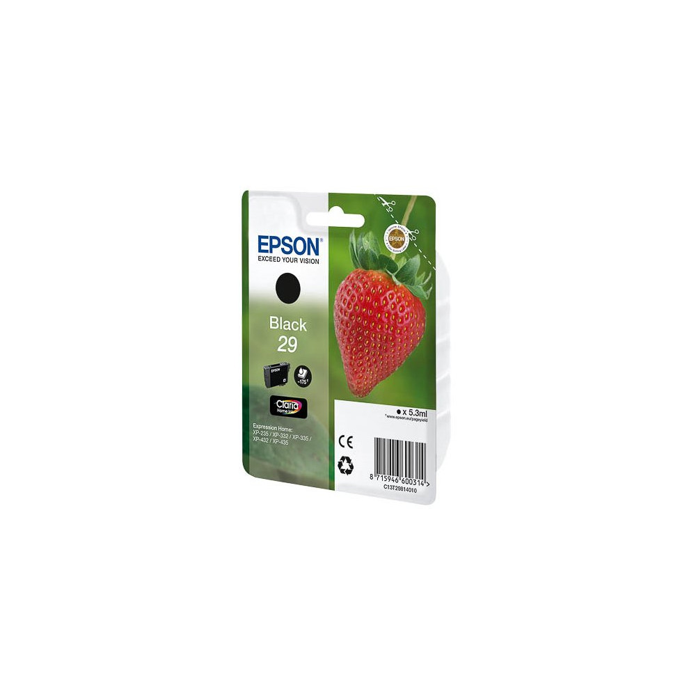 Epson Strawberry 29 K cartuccia d'inchiostro 1 pz Originale Resa standard Nero Epson Strawberry 29 K cartuccia d'inchiostro 1 pz Originale Resa standard Nero