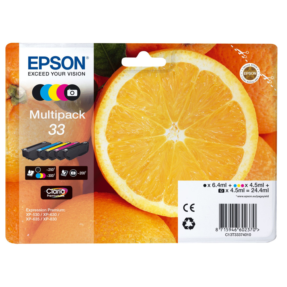 Epson Oranges Multipack 5-colours 33 Claria Premium Ink Epson Oranges Multipack 5-colours 33 Claria Premium Ink