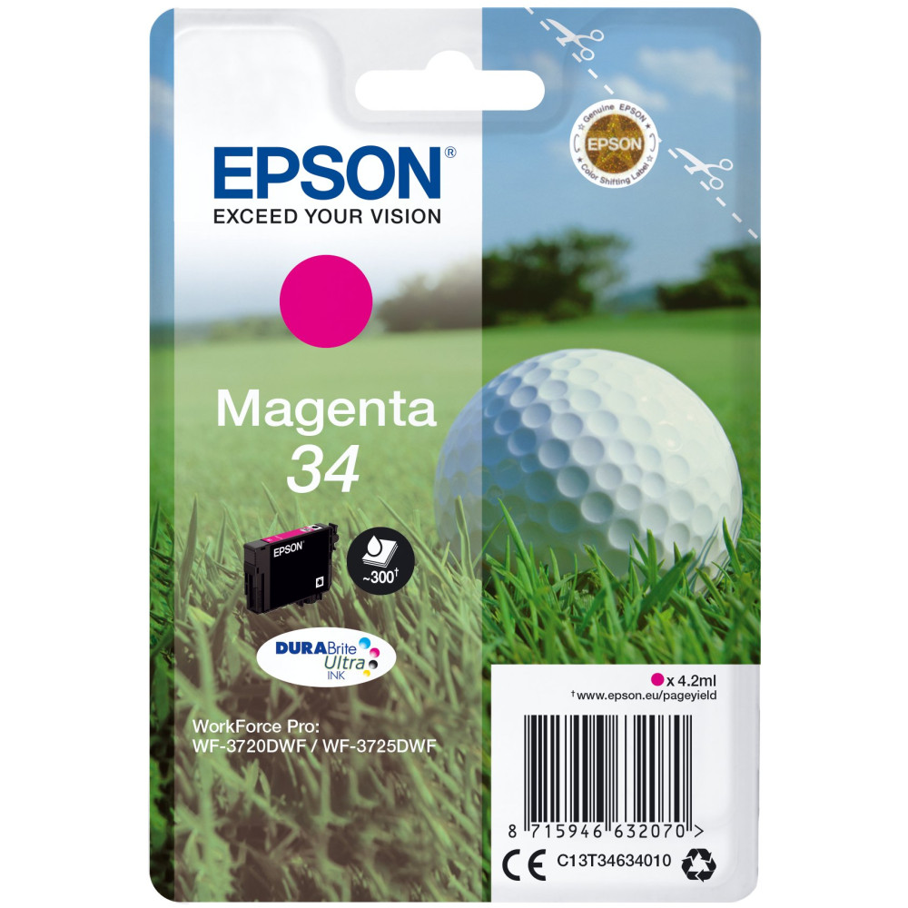 Epson Golf ball Singlepack Magenta 34 DURABrite Ultra Ink Epson Golf ball Singlepack Magenta 34 DURABrite Ultra Ink