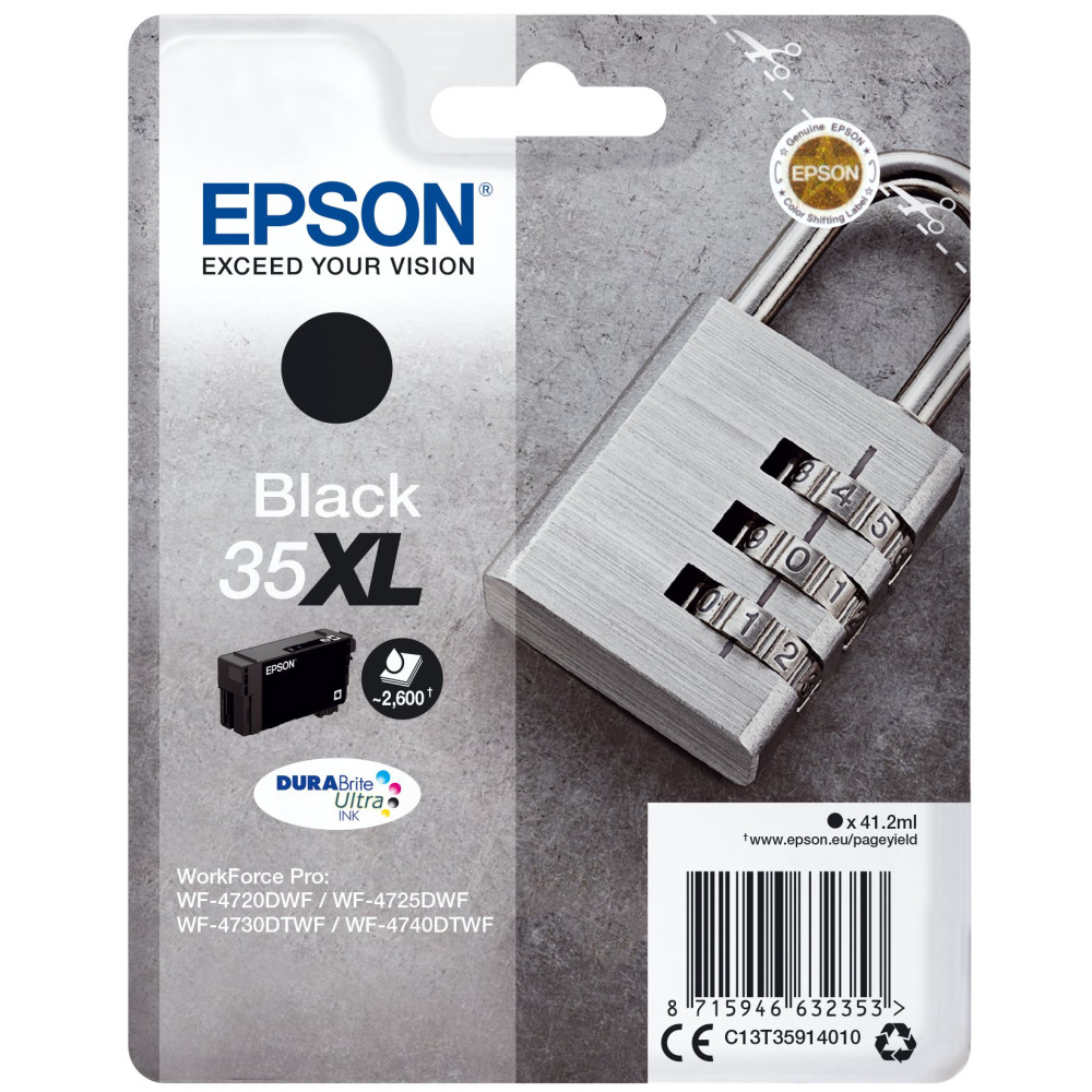 Epson Padlock Singlepack Black 35XL DURABrite Ultra Ink Epson Padlock Singlepack Black 35XL DURABrite Ultra Ink