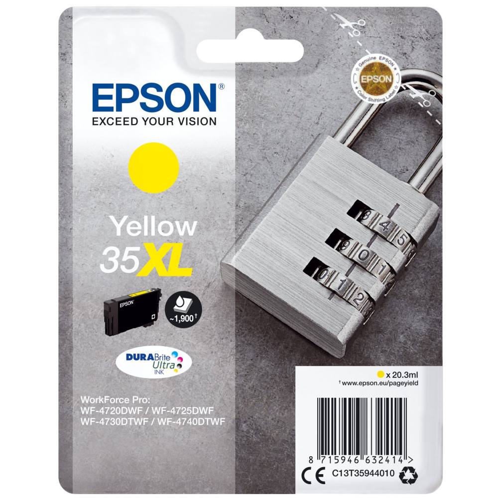 Epson Padlock Singlepack Yellow 35XL DURABrite Ultra Ink Epson Padlock Singlepack Yellow 35XL DURABrite Ultra Ink