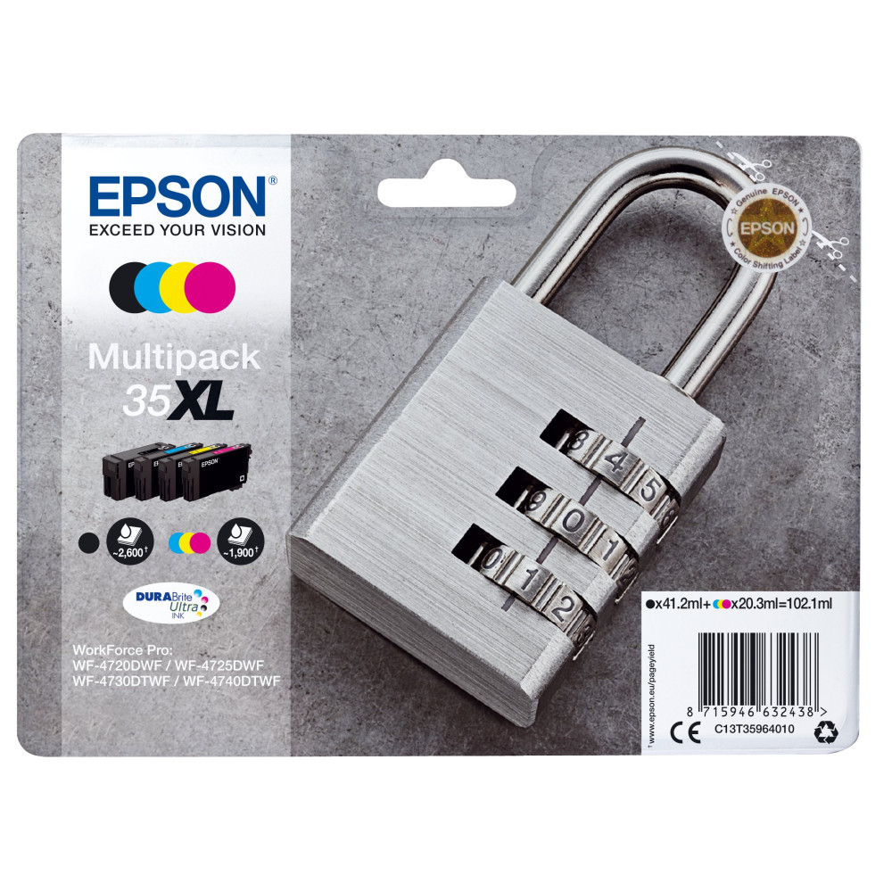 Epson Padlock Multipack 4-colours 35XL DURABrite Ultra Ink Epson Padlock Multipack 4-colours 35XL DURABrite Ultra Ink