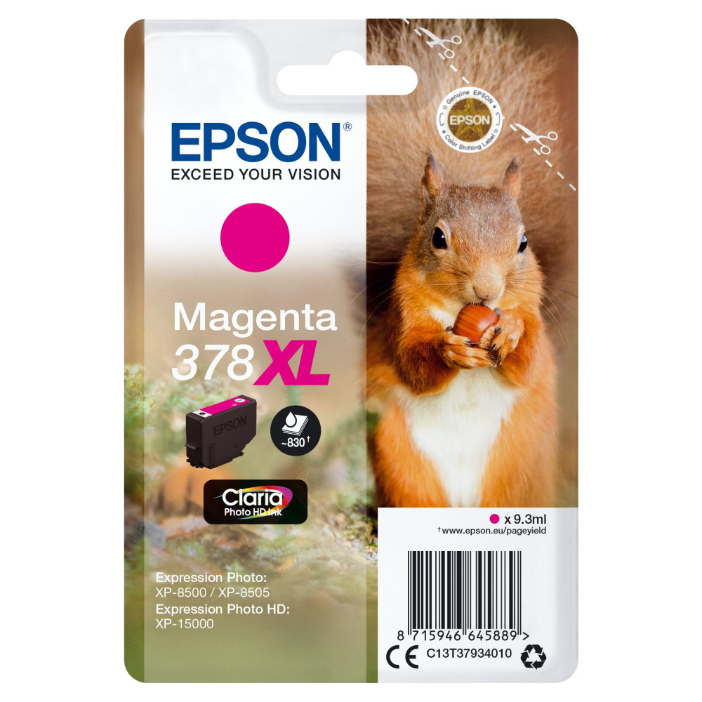 Epson Squirrel Singlepack Magenta 378XL Claria Photo HD Ink Epson Squirrel Singlepack Magenta 378XL Claria Photo HD Ink