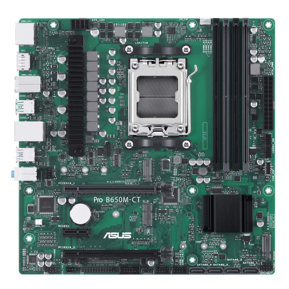 ASUS PRO B650M-CT-CSM - scheda madre - micro ATX - Socket AM5 - Chipsistema AMD B650 - USB-C 3.2 Gen2, USB 3.2 Gen 2, USB 3.2 Ge