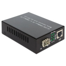 Delock Media Converter 1000Base-T a SFP - Convertitore di Medio Raggio - 1GbE - 10Base-T, 1000Base-LX, 1000Base-SX, 100Base-TX, 