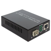 Delock Media Converter 1000Base-T a SFP - Convertitore di Medio Raggio - 1GbE - 10Base-T, 1000Base-LX, 1000Base-SX, 100Base-TX, 