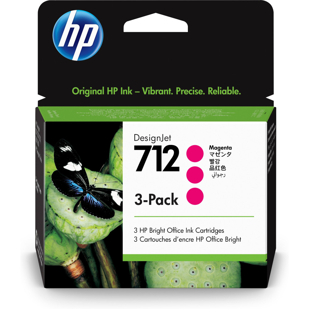 HP Confezione da 3 cartucce di inchiostro magenta originale DesignJet 712 da 29 ml HP Confezione da 3 cartucce di inchiostro magenta originale DesignJet 712 da 29 ml