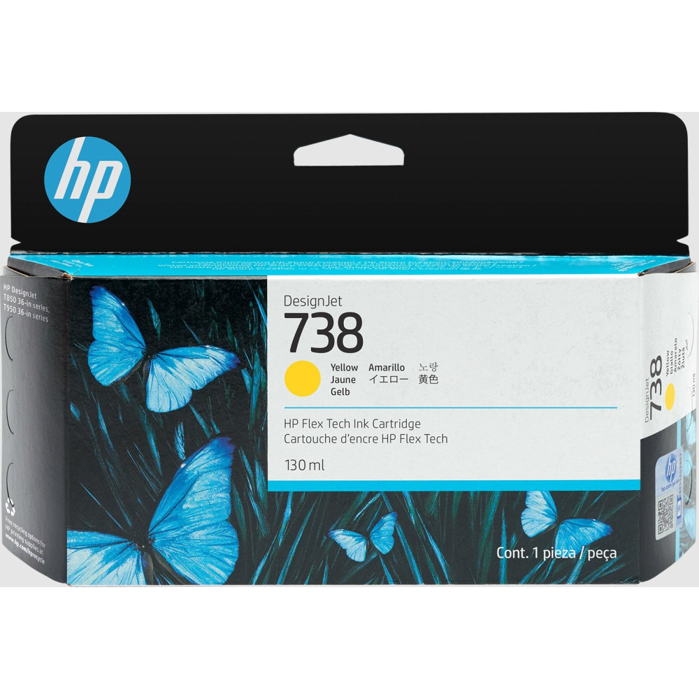 HP Cartuccia di inchiostro giallo DesignJet 738 da 130 ml HP Cartuccia di inchiostro giallo DesignJet 738 da 130 ml