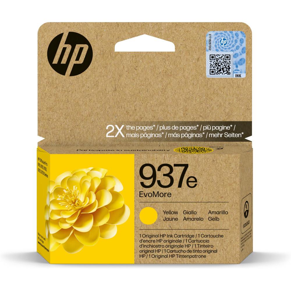 HP Cartuccia di inchiostro giallo originale 937e EvoMore HP Cartuccia di inchiostro giallo originale 937e EvoMore
