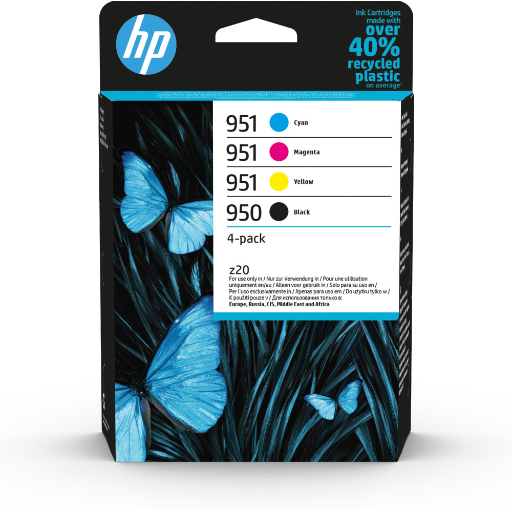 HP Confezione da 4 cartucce di inchiostro originali 950/951, nero, ciano, magenta, giallo HP Confezione da 4 cartucce di inchiostro originali 950/951, nero, ciano, magenta, giallo