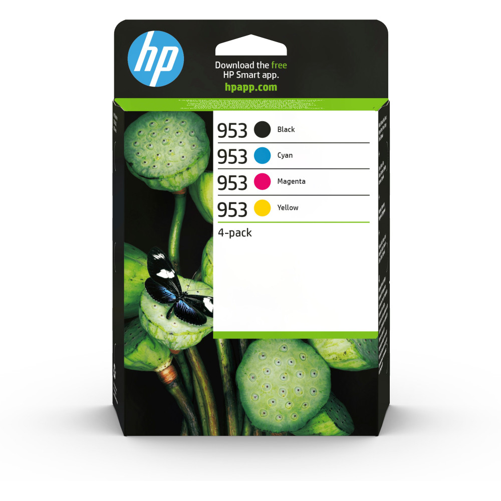 HP Confezione da 4 cartucce di inchiostro nero, ciano, magenta, giallo originali 953 HP Confezione da 4 cartucce di inchiostro nero, ciano, magenta, giallo originali 953