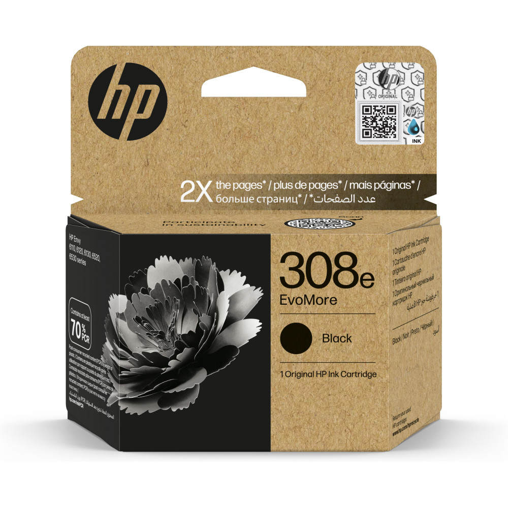 HP Cartuccia di inchiostro nero originale EvoMore 308e HP Cartuccia di inchiostro nero originale EvoMore 308e