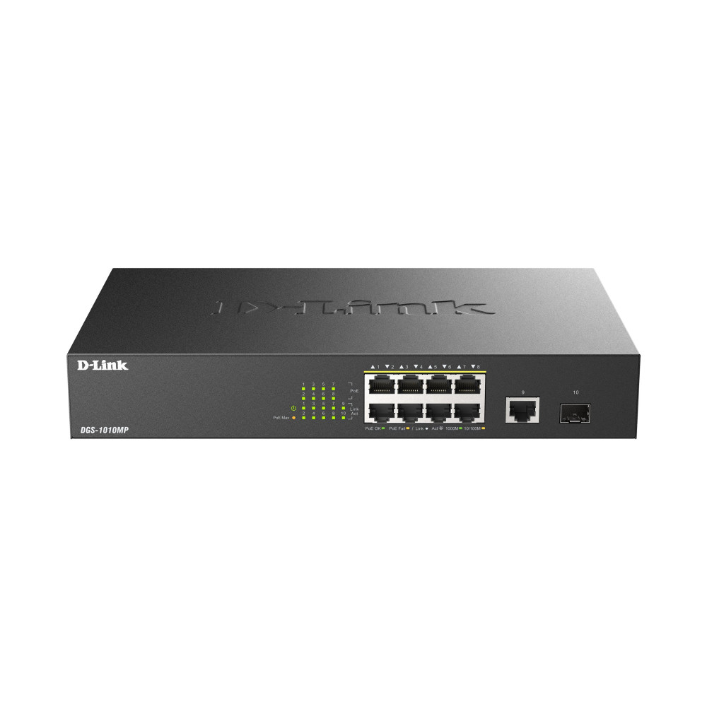 D-Link DGS 1010MP - Switch - senza gestione - 8 x 10/100/1000 (PoE+)