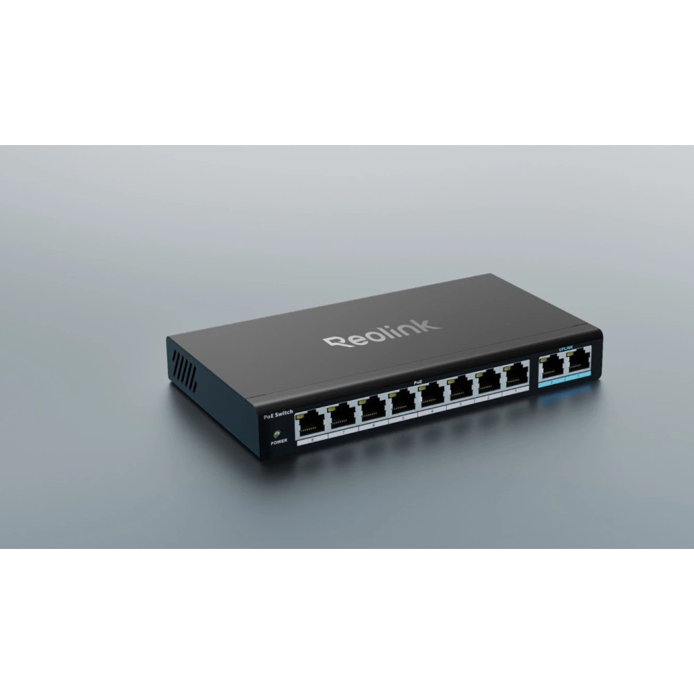 Reolink 8 PORTA POE SWITCH 120W, Non gestito, Gigabit Ethernet (10/100/1000), Power over Ethernet (PoE), Installazione in rack, 