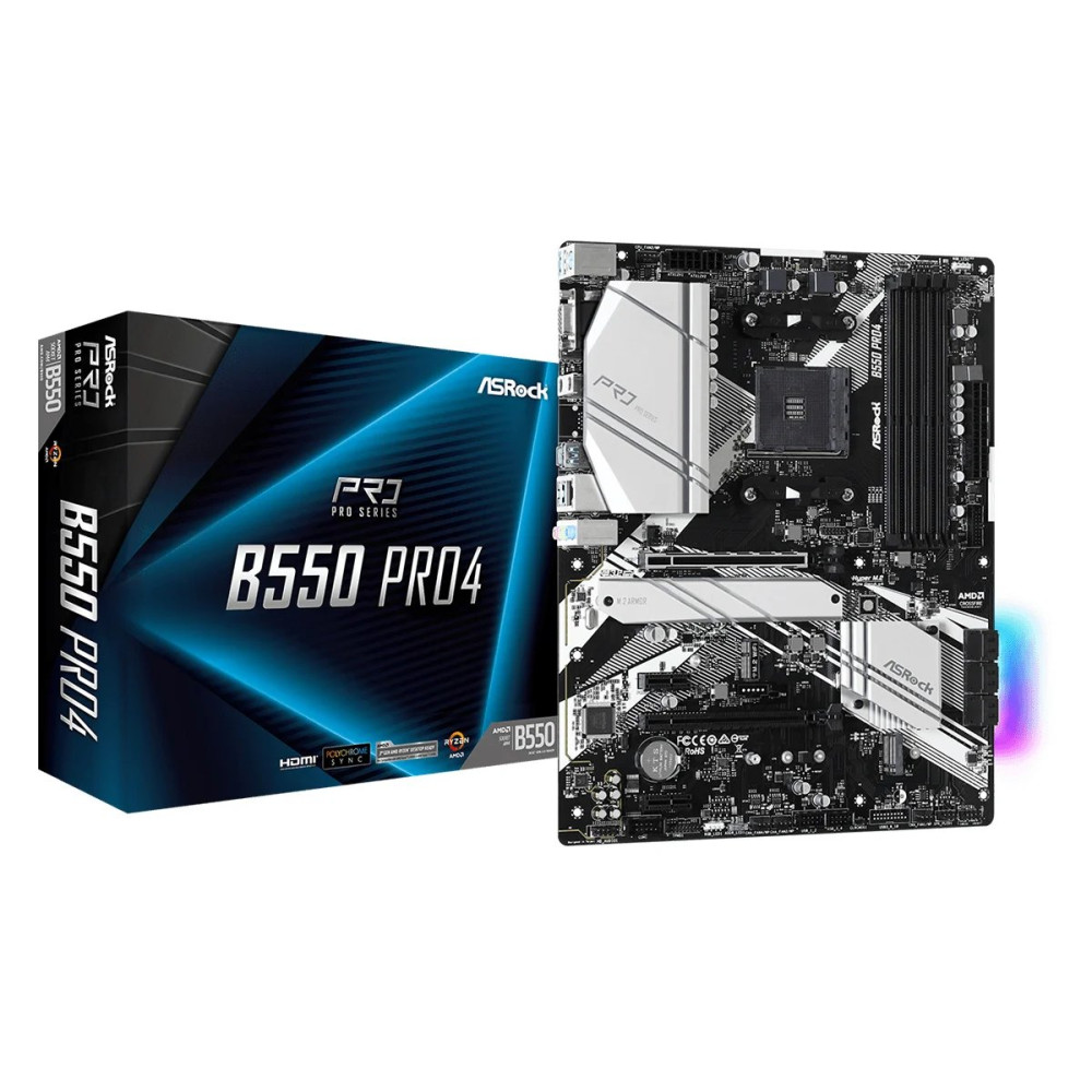 ASRock B550 Pro4 - Scheda Madre - ATX - Socket AM4 - Chipsaldo AMD B550 - USB-C Gen2, USB 3.2 Gen 1, USB 3.2 Gen 2 - LAN Gigabit
