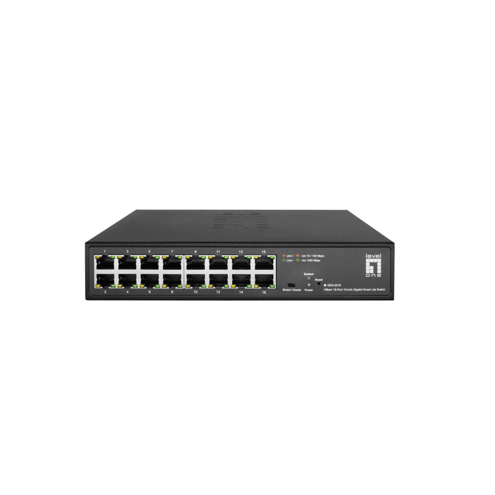 LevelOne Hilbert 10? 16-Port Gigabit Smart Lite Switch, 16 x Port Gigabit RJ45 (10/100/1000), gestito, L2, Gigabit Ethernet (10/