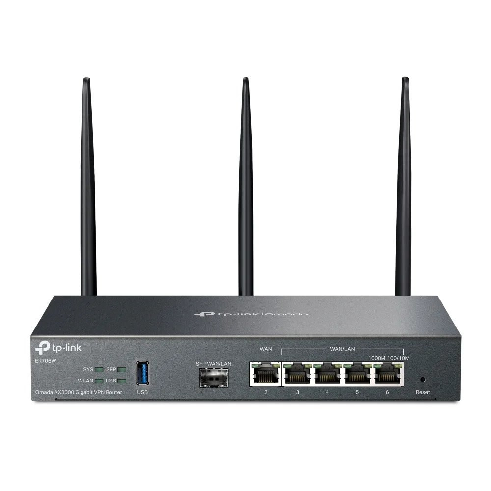 TP-LINK Omada ER706W, Dual-Band (2,4 GHz/5 GHz), Ethernet/LAN, Nero, Router da scrivania/piolo