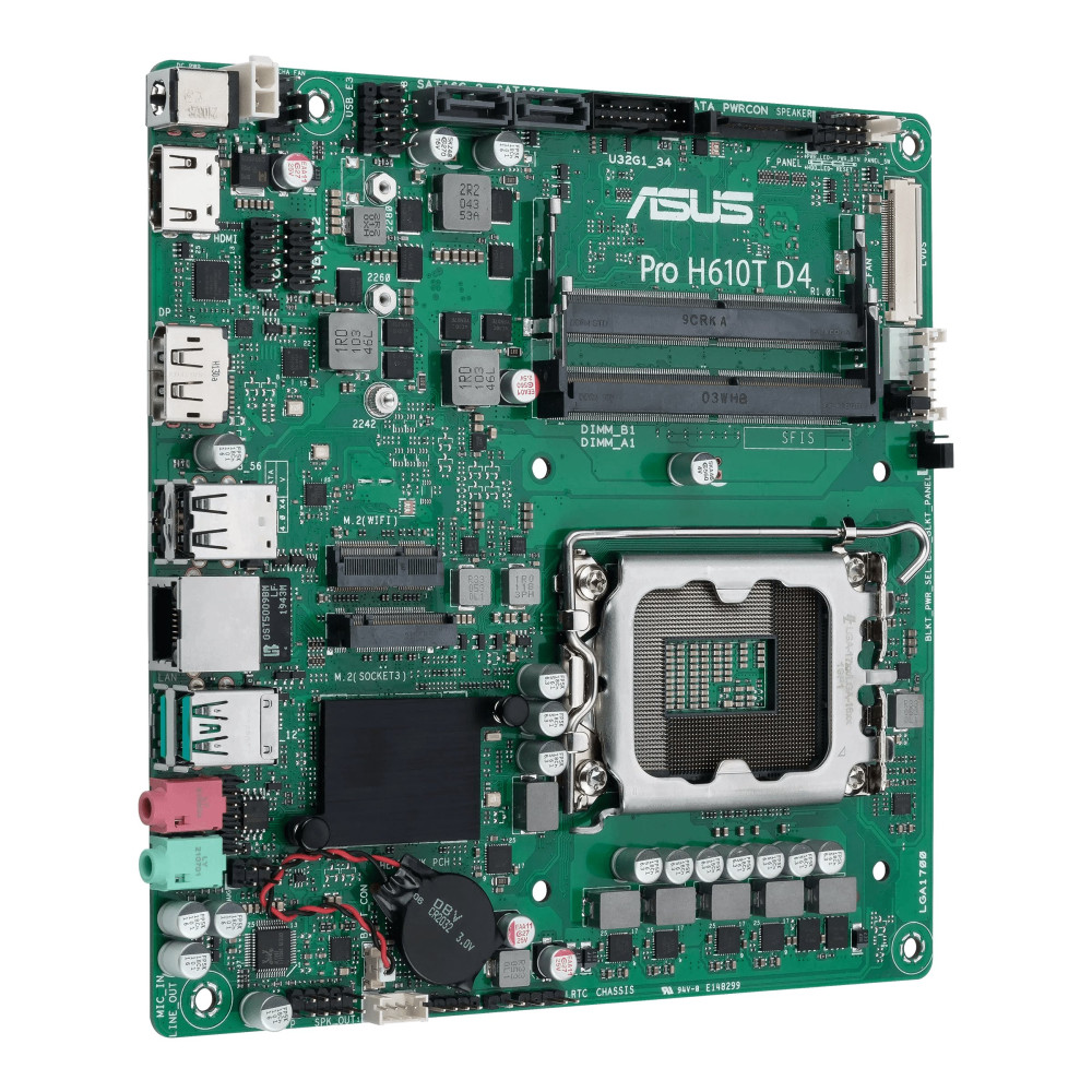 ASUS Pro H610T D4-CSM - Scheda Madre - Thin mini ITX - Socket LGA1700 - Chipset H610 - USB 3.2 Gen 1, USB 3.2 Gen 2 - LAN Gigabi