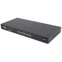 Intellinet 16-Port Gigabit Ethernet PoE+ Switch con 2 porte SFP, Display LCD, Power over Ethernet (PoE+/PoE) IEEE 802.3at/af