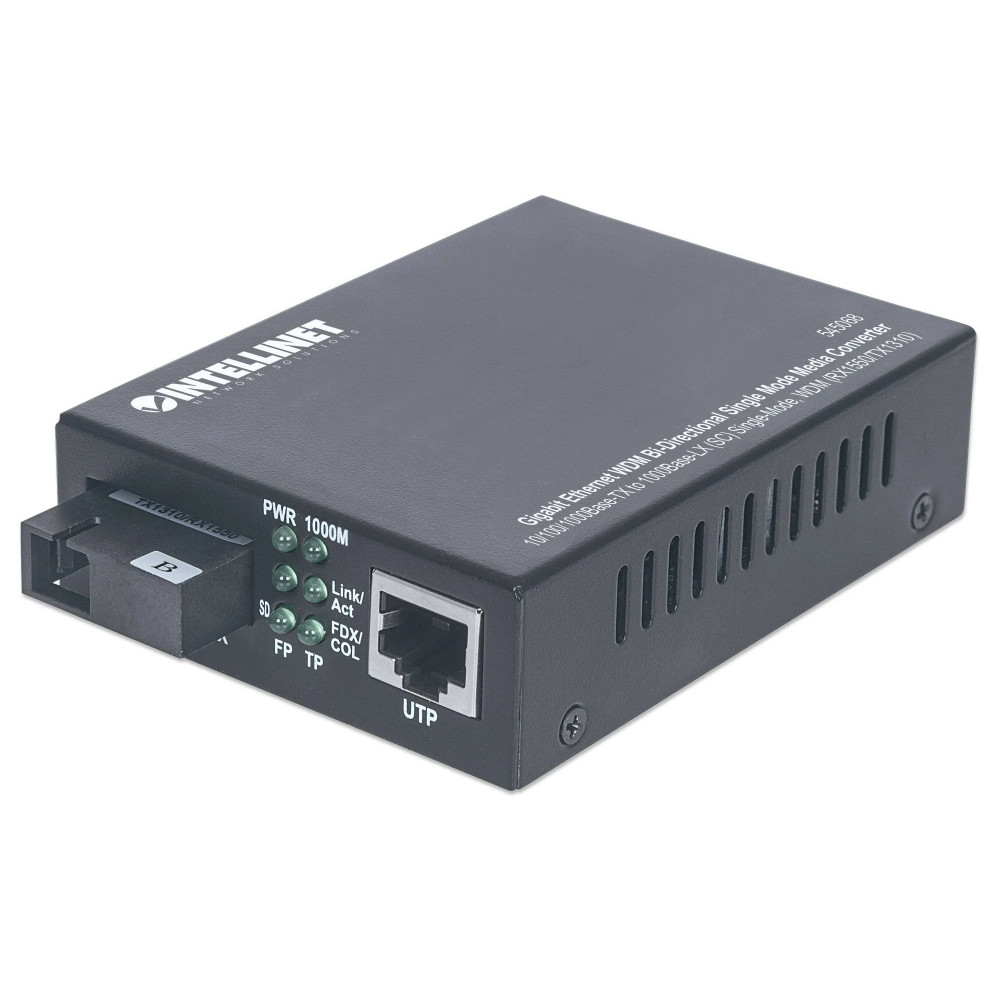 Intellinet Gigabit Ethernet WDM Bi-Directionale Single Mode Mediaconverter, 10/100/1000Base-Tx a 1000Base-LX (SC)