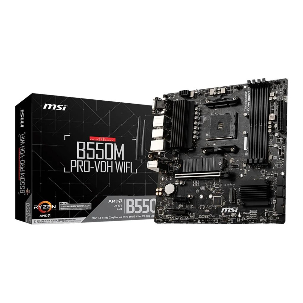 MSI B550M PRO-VDH WIFI - Scheda Madre - micro ATX - Socket AM4 - Chipset AMD B550 - USB-C Gen1, USB 3.2 Gen 1 - Bluetooth, LAN G