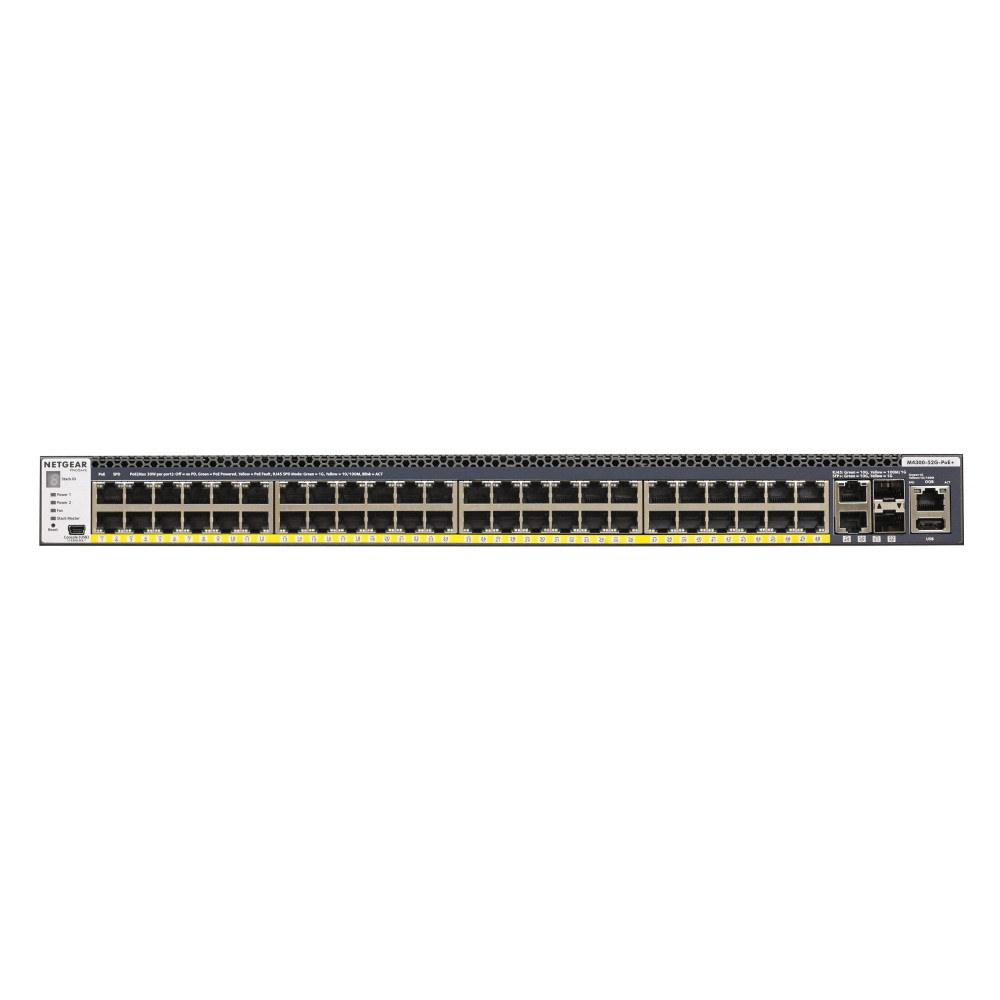Netgear M4300-52G-PoE+ - Switch - L3 - gestito - 2 x 10/100/1000/10000 + 2 x 10 Gigabit SFP+ + 48 x 10/100/1000 (PoE+)