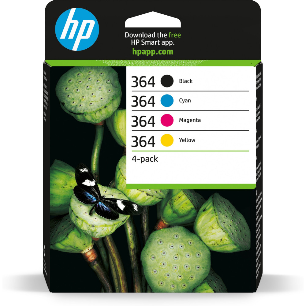 HP Confezione da 4 cartucce originali di inchiostro nero/ciano/magenta/giallo 364 HP Confezione da 4 cartucce originali di inchiostro nero/ciano/magenta/giallo 364