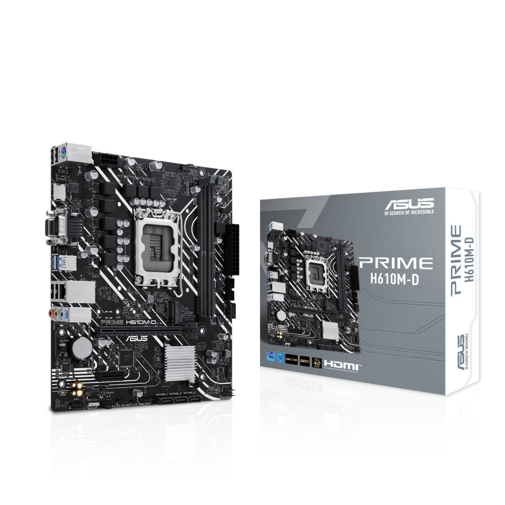 ASUS PRIME H610M-D - Scheda madre - micro ATX - Sockel LGA1700 - Chipset H610 - USB 3.2 Gen 1 - LAN Gigabit - Grafica integrata 