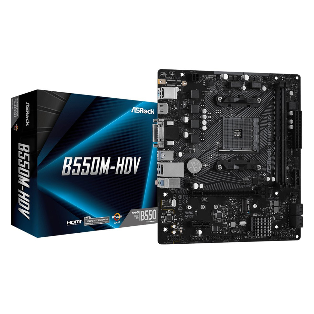 ASRock B550M-HDV - Scheda madre - micro ATX - Socket AM4 - Scheda madre AMD B550 - USB 3.2 Gen 1 - LAN Gigabit - Integrato-Grafi