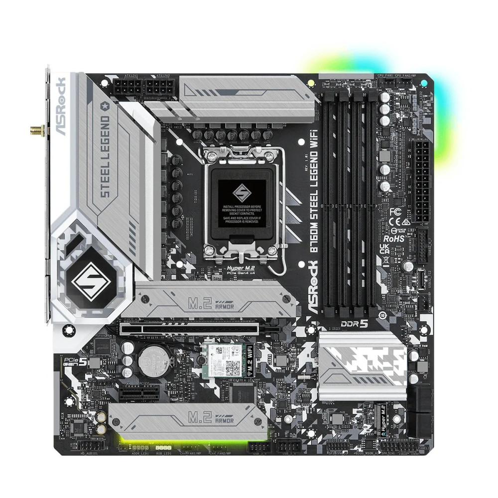 ASRock B760M Steel Legend WiFi - Scheda madre - micro ATX - Sockel LGA1700 - Chipset B760 - USB-C 3.2 Gen2, USB 3.2 Gen 2, USB 3