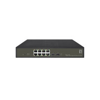 LevelOne Hilbert 10-Porta di interscambio Gigabit PoE Smart Lite, 8 uscite PoE, 2 x Gigabit SFP, 802.3at/af PoE, 130W PoE-Budget