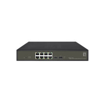 LevelOne Hilbert 10-Porta di interscambio Gigabit PoE Smart Lite, 8 uscite PoE, 2 x Gigabit SFP, 802.3at/af PoE, 130W PoE-Budget