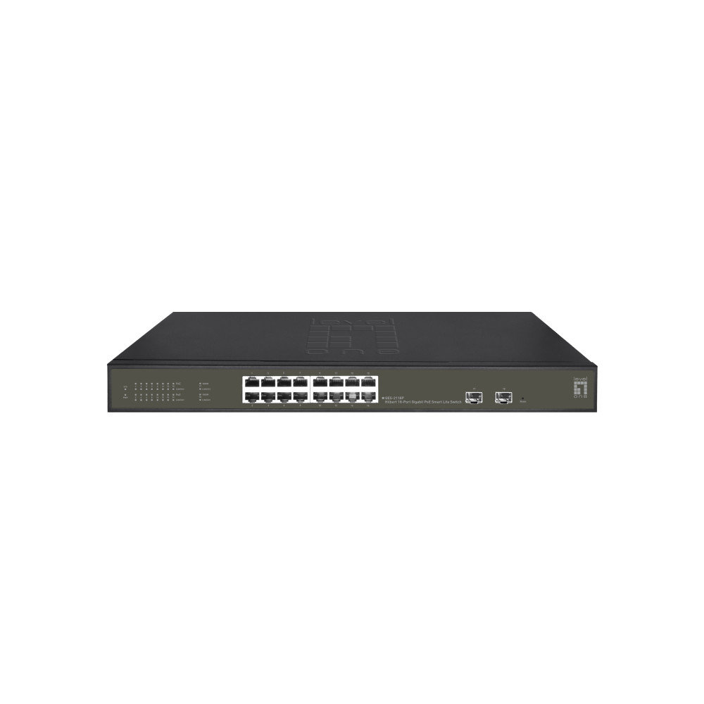 LevelOne Hilbert 18-Porta Gigabit PoE Smart Lite Switch, 16 uscite PoE, 2 x Gigabit SFP, 802.3at/af PoE, 230W PoE-Budget di pote