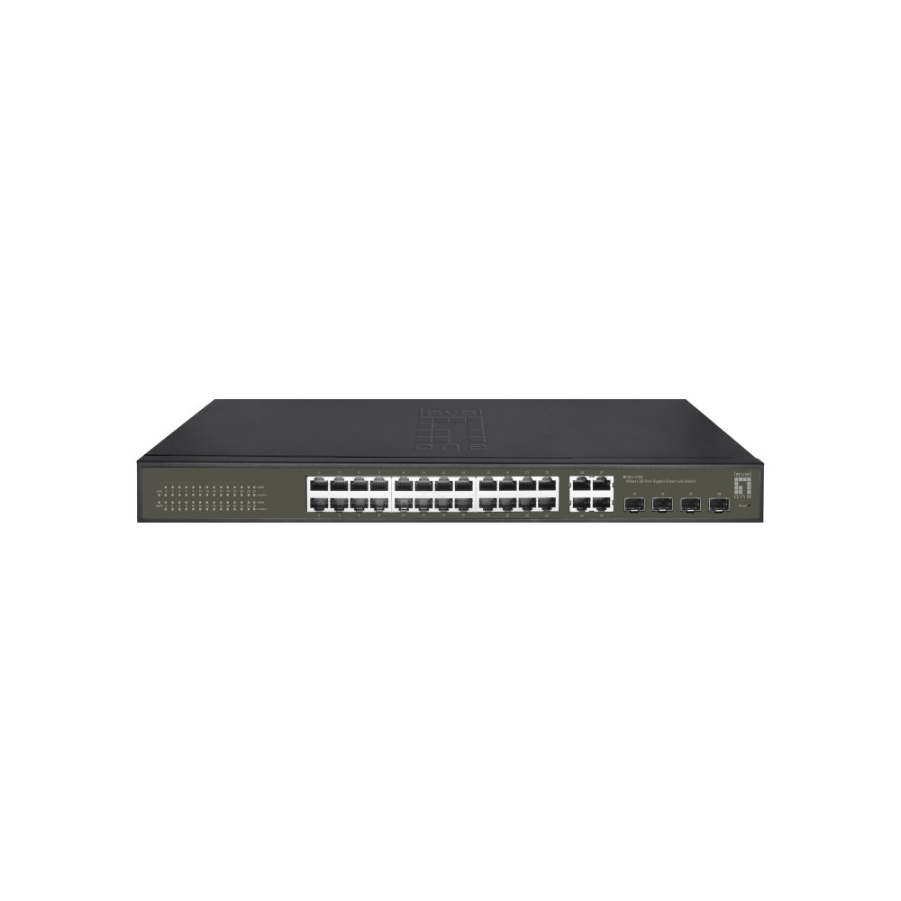 LevelOne Hilbert 28-Switch Gigabit Smart Lite, 24 x Gigabit RJ45, 4 x Combo Gigabit SFP/RJ45, Gestito, Livello 2, Ethernet Gigab