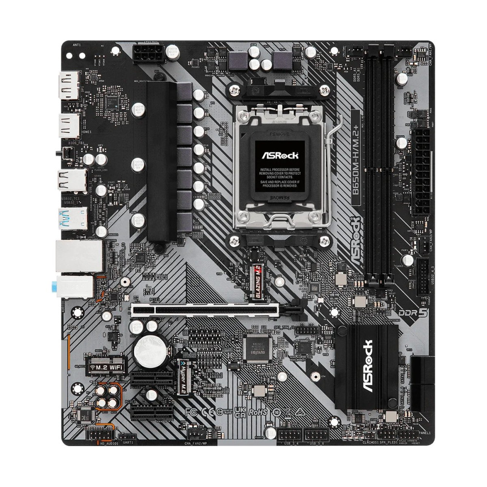 ASRock B650M-H/M.2+ - Scheda madre - micro ATX - Socket AM5 - Chipset AMD B650 - USB-C 3.2 Gen 1, USB 3.2 Gen 1 - LAN Gigabit - 