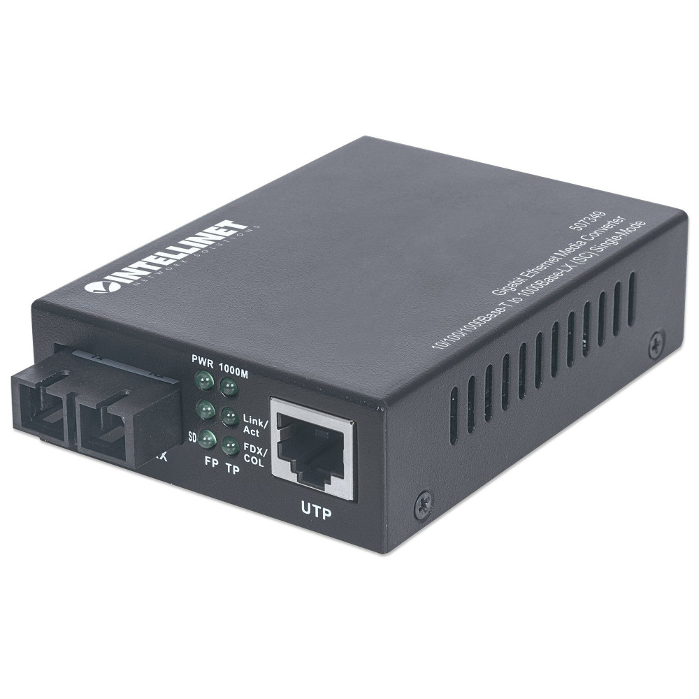 Convertitore di media Intellinet Gigabit Ethernet Single Mode, 10/100/1000Base-T a 1000Base-Lx (SC)