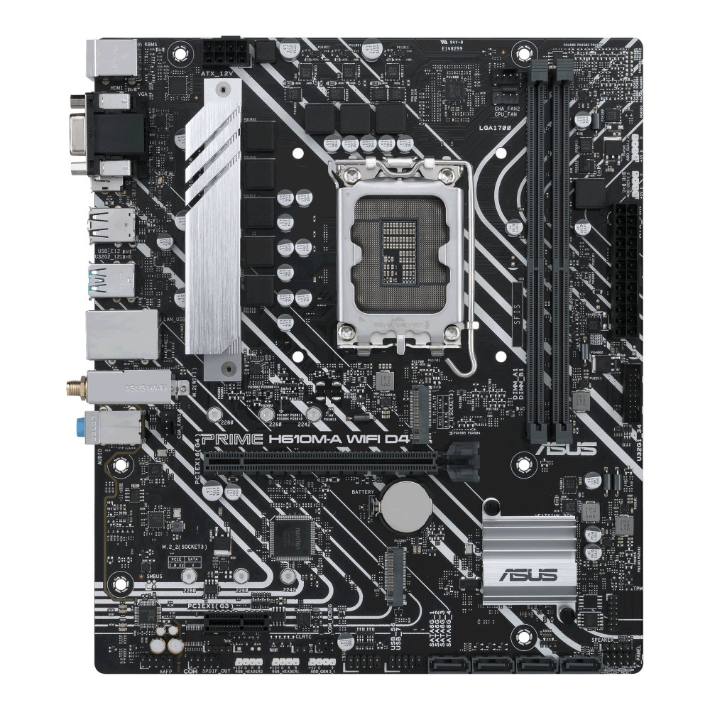 ASUS PRIME H610M-A WIFI D4 - Scheda madre - micro ATX - Sockel LGA1700 - Chipset H610 - USB 3.2 Gen 2, USB 3.2 Gen 1 - LAN Gigab