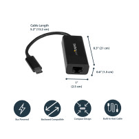 StarTech.com Adattatore USB C a Ethernet Gigabit - Nero - USB 3.1 to RJ45 LAN Network Adapter - USB Type C to Ethernet (US1GC30B