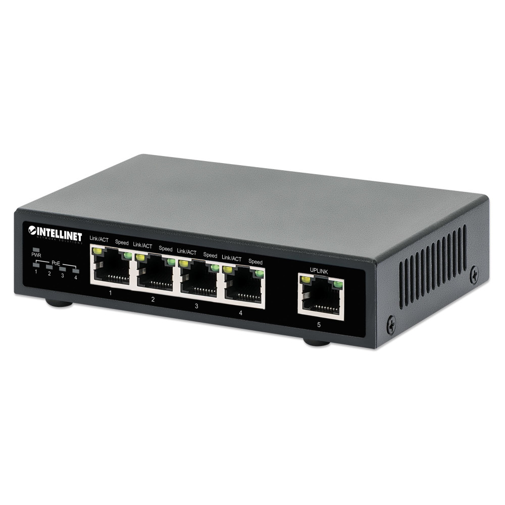 Intellinet Switch - 4 x 10/100/1000 (PoE+) + 1 x 10/100/1000 (Uplink)