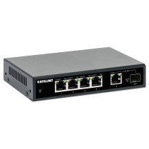 Intellinet Switch - 4 x 10/100/1000 (PoE+) + 1 x Combo Gigabit SFP/RJ-45 (Uplink)