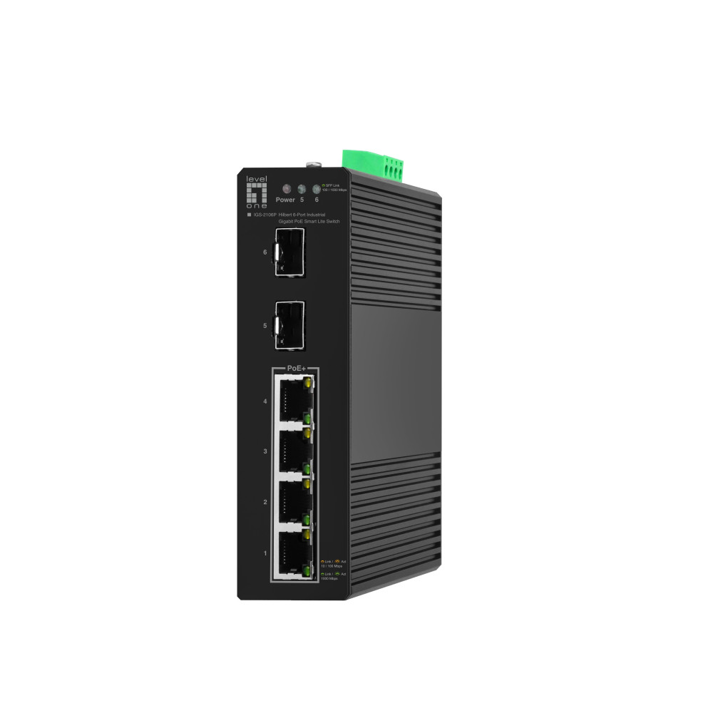 LevelOne Hilbert 6-Port Gigabit PoE Smart Lite Switch, 4 uscite PoE, 2 x Gigabit SFP, 802.3at/af PoE, gestito, L2, Gigabit Ether
