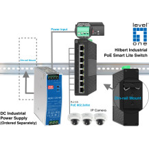 LevelOne Hilbert 8-Port Industrial Gigabit PoE Smart Lite Switch, 8 uscite PoE, 802.3at/af PoE, gestito, L2, Gigabit Ethernet (1