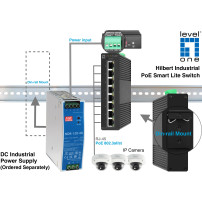 LevelOne Hilbert 8-Port Industrial Gigabit PoE Smart Lite Switch, 8 uscite PoE, 802.3at/af PoE, gestito, L2, Gigabit Ethernet (1