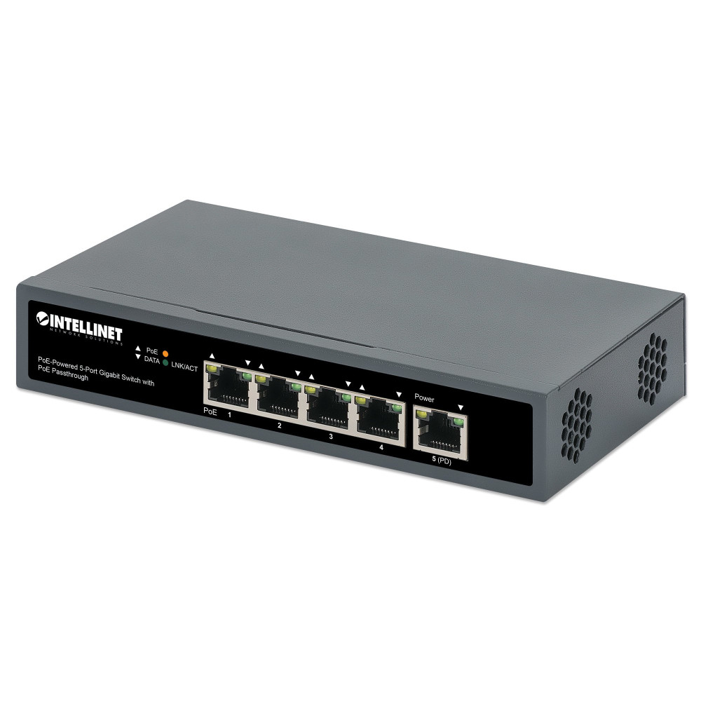 Intellinet Switch - 4 x 10/100/1000 (PoE+) + 1 x 10/100/1000 (traversamento PoE)