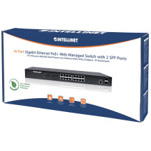 Intellinet 16-Port Gigabit Ethernet PoE+ Web-Managed Switch mit 2 SFP-Ports, IEEE 802.3at/af Power over Ethernet (PoE+/PoE)-konf
