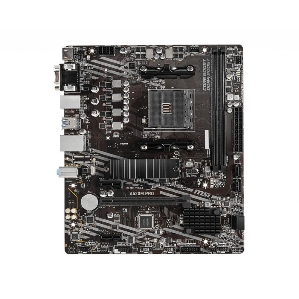 MSI A520M PRO - Scheda madre - micro ATX - Socket AM4 - Scheda Madre AMD A520 - USB 3.2 Gen 1 - LAN Gigabit - Grafica integrata 