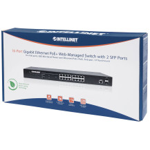 Intellinet 16-Port Gigabit Ethernet PoE+ Web-Managed Switch mit 2 SFP-Ports, IEEE 802.3at/af Power over Ethernet (PoE+/PoE)-konf