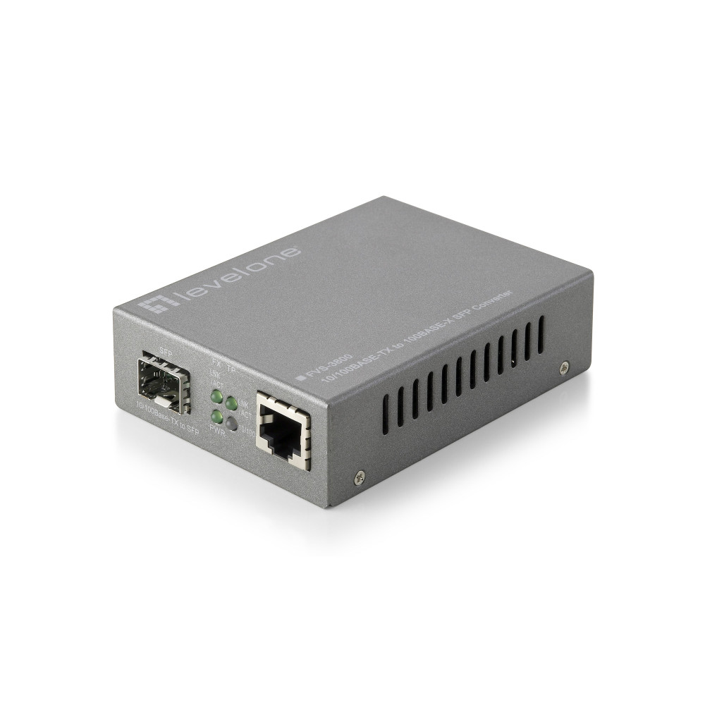 LevelOne Web Smart Series FVS-3800 - Convertitore di media - LAN 100Mb - 10Base-T, 100Base-TX, 100Base-X - RJ-45 / SFP (mini-GBI