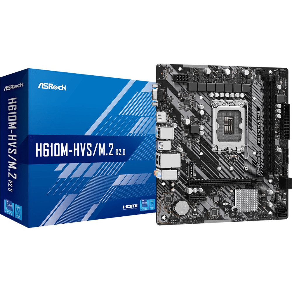 ASRock H610M-HVS/M.2 R2.0 - Scheda madre - micro ATX - Sockel LGA1700 - Chipset H610 - USB 3.2 Gen 1 - LAN Gigabit - Grafica int